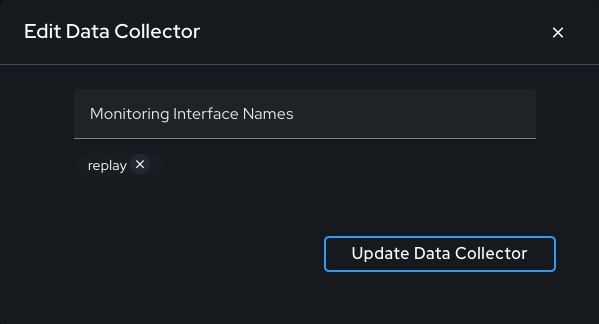 Diagram showing the Data Collector Edit option for setting network monitoring interfaces