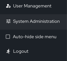 Diagram showing the System Administration Option on Cortex UI